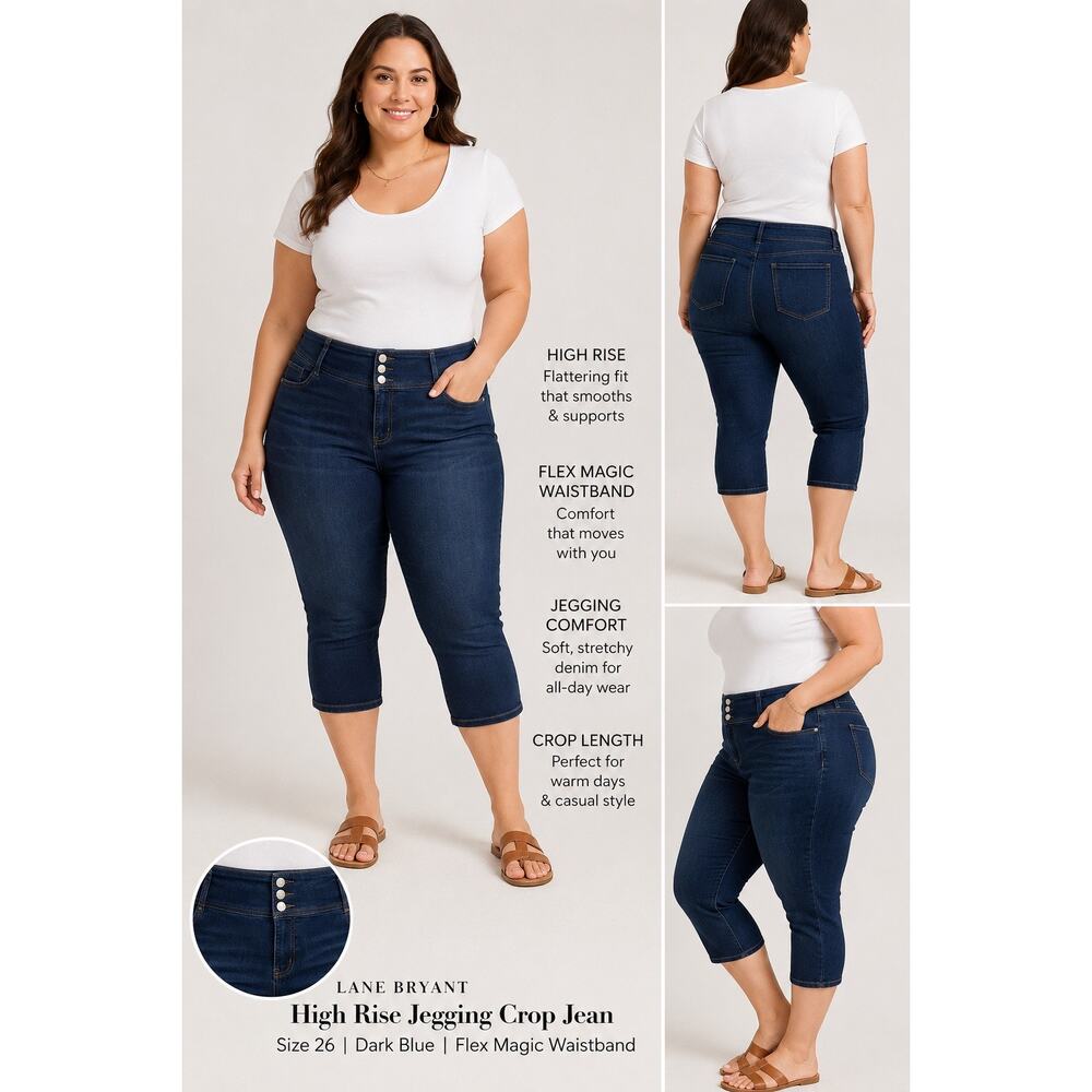 Lane Bryant Crop Jeans Womens 26 Blue High Rise Jegging Flex Magic Waistband
